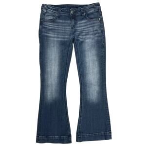 ROCK & ROLL COWGIRL Low-Rise Flare Trouser Jeans Size 28 x 30 Dark Indigo Denim